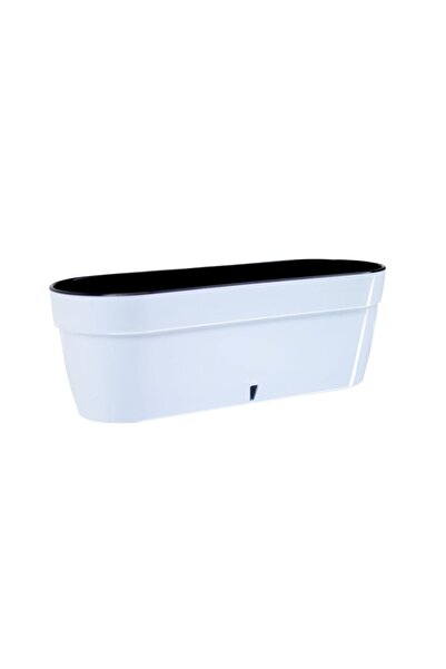 Floraria Tria's Jardiniera Happy Plants Asti -Alb - Negru 12 litri (50 cm)