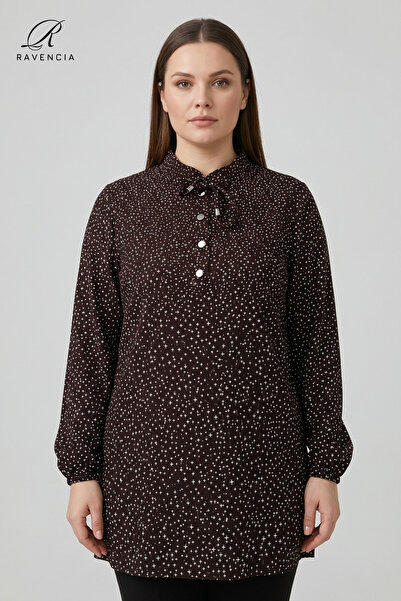 Ravencia Γυναικείο ένδυμα με γεωμετρικό σχέδιο λάμψης, κορδόνια, γιακά και κο...