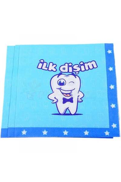 Adana Pasta Malzemeleri Peçete First Teeth Blue 20 Pcs