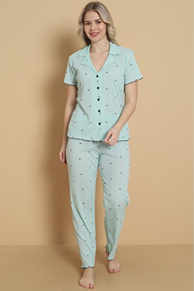 Wordex MRN 1712 Γυναικείο σετ πιτζάμες με κοντό μανίκι, με μοτίβο μικροσκοπικ...