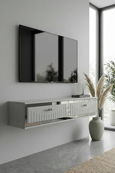 zetuna home TDA1206BS DUVARA MONTAJ TV STAND, TV RAFI BEYAZ - SILVER 120CM