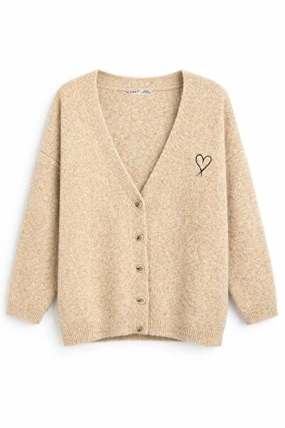 Mixray 6953 Γυναικεία ζακέτα μεγάλου μεγέθους από μάλλινο μείγμα Premium με κ...