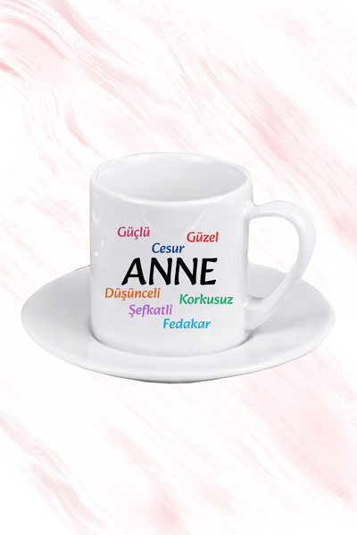 qoeuyl boutique White Porcelain Turkish Coffee Cup with Mother and Features P...