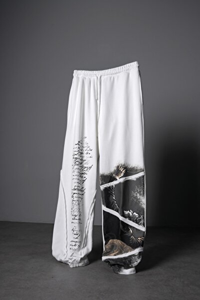 Slatra Ανδρική λευκή φόρμα με στάμπα Conductor και τμηματικά σχέδια