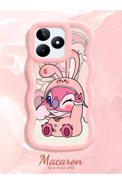 CHICASELUX Simple Pink Silicone Phone Case Cute Pattern Compatible with Realm...