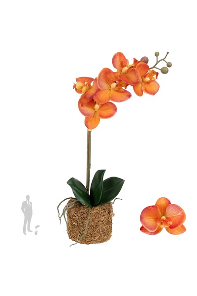 Roberto Rossi Orhidee artificiala portocaliu cu grena cu aspect H43 cm cu 1 t...