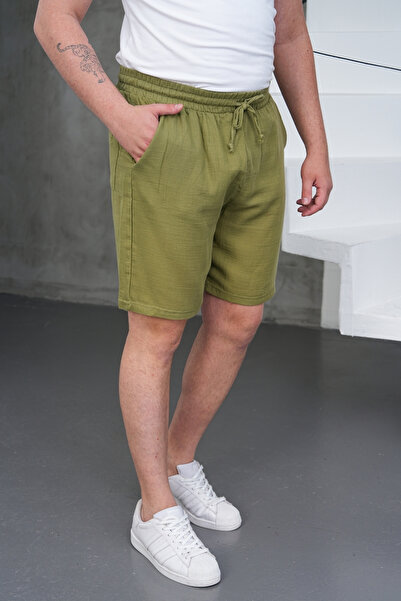 THMANY Regular Fit Rahat Kesim Muslin Keten Şort