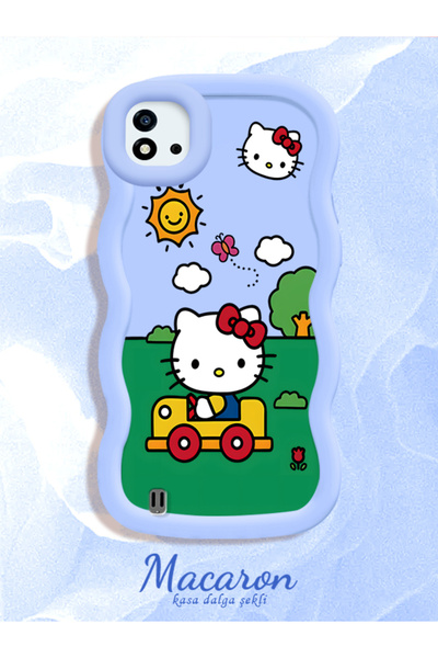 CHICASELUX Simple Blue Silicone Phone Case Hello Kitty Pattern Compatible wit...