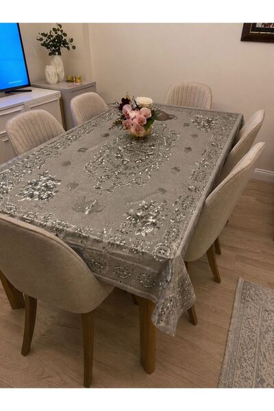 yek home tekstil evinizin her yerinde Μεταλλικό γυαλιστερό τραπεζομάντιλο 120...