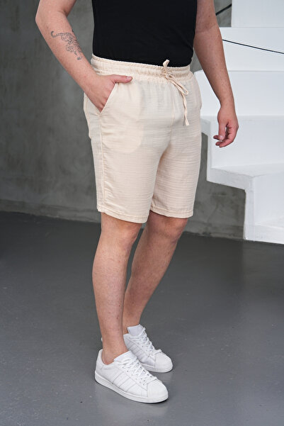 THMANY Regular Fit Rahat Kesim Muslin Keten Şort