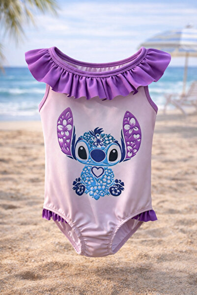 mini kanka Λιλά βολάν μαγιό για κορίτσια – Μαγιό με στάμπα χαρακτήρων Stitch ...