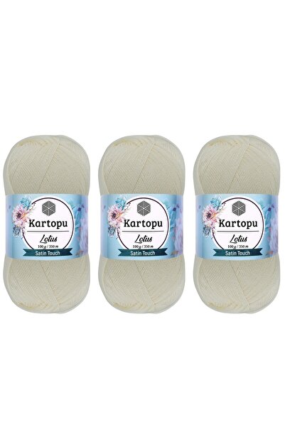 Kartopu LOTUS Merserize Görünümlü El Örgü İpliği 100 Gr 3 ADET RENK : K019 EKRU