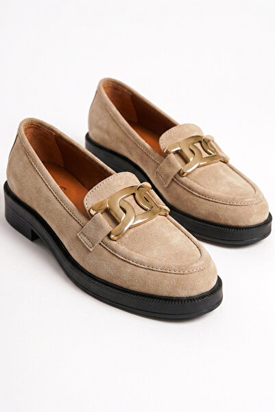 GRADA Γυναικεία Loafer Παπούτσια από Γνήσιο Δέρμα Σουέντ σε Χρώμα Μπεζ Άμμου ...