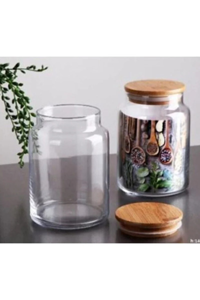 Northern Star Collection 2-Piece Glass Jar with Wooden Lid 0.8 Lt Fma05223 80...