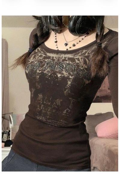 Köstebek Καφέ Vintage Do Justica μακρυμάνικη μπλούζα