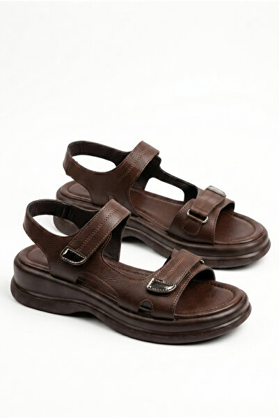 GİAMGİA STORE Γυναικεία καλοκαιρινά σανδάλια με χοντρή καφέ σόλα