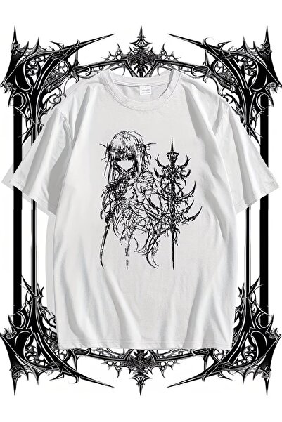 Toum Γοτθικό μπλουζάκι με γραφικό σχέδιο για κορίτσια, unisex, oversized