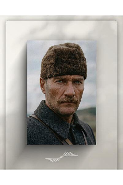 yzcstore Kalpaklı Atatürk Tablosu | Mustafa Kemal Atatürk Gerçekçi Portre | A...