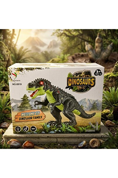 EGOMONİİ Dinazor Trex Sesli Işıklı Hareketli Pilli Oyuncak Yürüyen Dinazor
