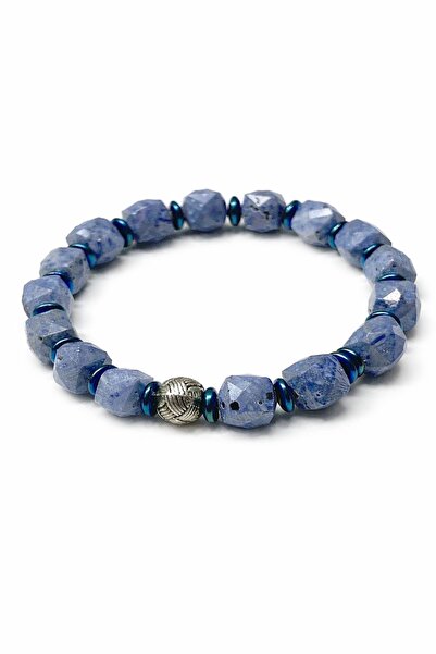 Agatella Tasarım Blue Coral Cube Cut Unisex Bracelet – Natural Stone Handmade...