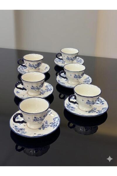 ACAR Vintage Garden 6 Lı Kahve Takımı TKEBT Mavi