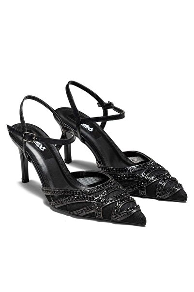 Dedos Women's High Heeled Open Back Pointed Toe Stone Embellished Breathable ...