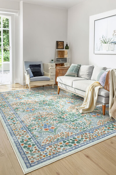 Toronto Home Dijital Kaymaz Yıkanabilir Renkli Eskitme Vintage Renkli Salon H...