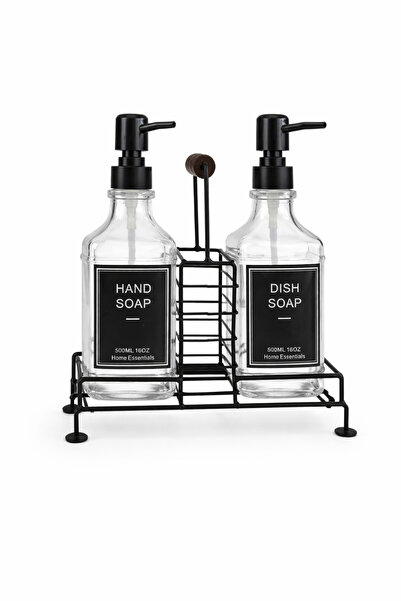 Tuppee 2-Piece Glass Kitchen Soap Dispenser with Stand, Countertop Organizer,...