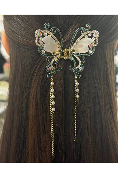MD Moda Accessories مشبك شعر ذهبي اللون مزين باللؤلؤ والأحجار الكريمة