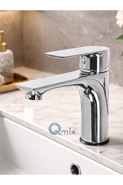 QMİX Lüks Krom Renk Sabit Mix Aç Kapa Kısa Lavabo Bataryası – Su Tasarruflu, ...