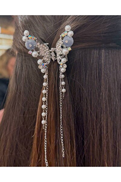 MD Moda Accessories مشبك شعر مزين باللؤلؤ الأزرق الداكن