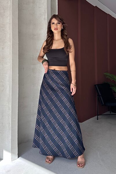 New Now Καρό φούστα με σχέδιο και φαρδιά γραμμή