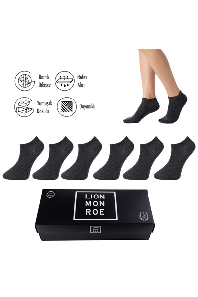 Lion Monroe Pure Bamboo Men's Booties Flat Anthracite Socks Seamless Premium ...