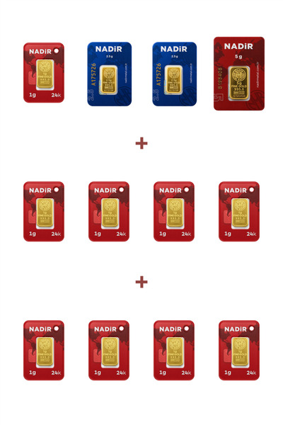 Nadir Gold 24 Ayar 19 Gram Altın (1 Ad 5 Gram Altın + 2 Ad 2,5 Gram Altın + 9...