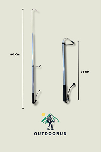 Outdoorun Profesyonel Teleskopik Balıkçı Kakıcı - 60 cm Paslanmaz Çelik Kanca