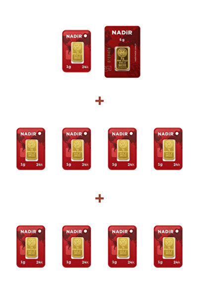 Nadir Gold 24 Ayar 14 Gram Külçe Altın (1 Adet 5 Gram Külçe Altın + 9 Adet 1 ...