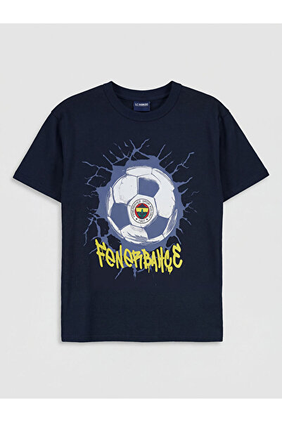 LC Waikiki Rmz Gi̇yi̇m Farkiyla Zero Roba Yaka Licensed Ba Printed Boys' T-Shirt