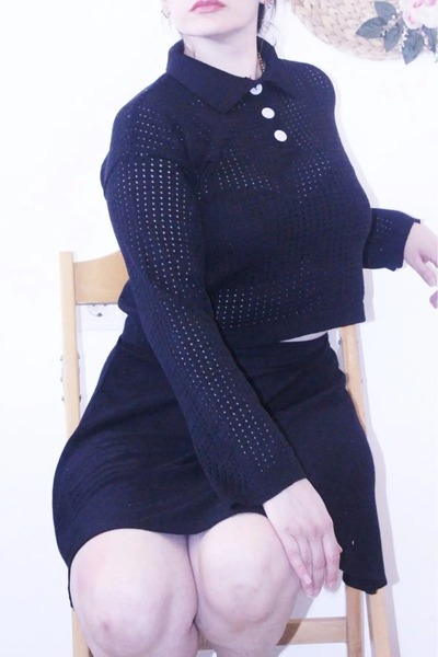 VARENZEA Women's Polo Collar Seasonal Summer/Spring Perforated Knitted Openwo...