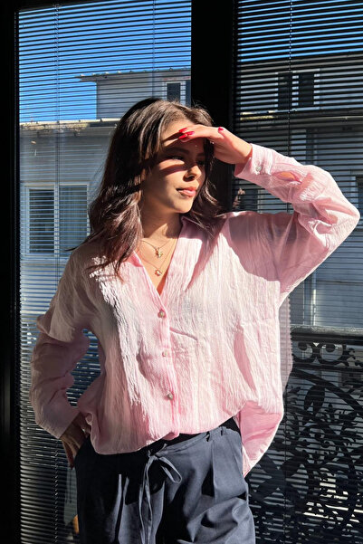 sunfyre Women's Premium Oversize Self-Patterned Transparent Shirt Sun332