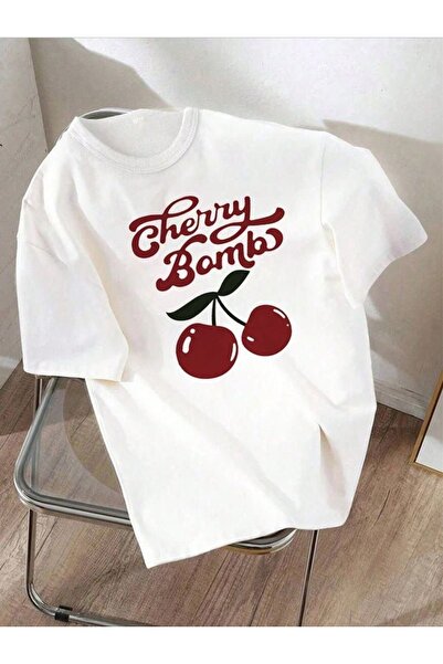 Vordevia Cherry Bomb Printed Cotton Oversize T-Shirt