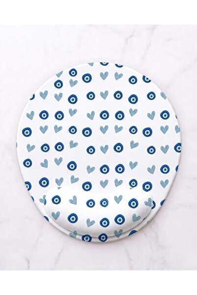 matizya Nazar Boncuğu & Kalp Desenli Bilek Destekli Mousepad | Modern & Koruy...