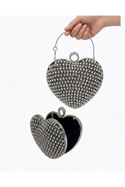 DAY BY DAY Luxury Heart Shape Rhinestone Clutch Bag for Women Wedding Purse a...