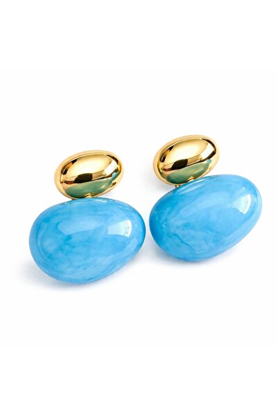 CHARMLUCKY Blue Top-Gold Earrings