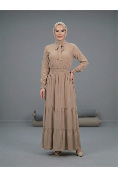 MİSMOLY Beli Gipe Detailed Layered Skirted Hijab Dress