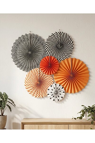 Öztürkpartievi Σετ 6 τεμαχίων διακοσμητικών ανεμιστήρων τοίχου – Κομψό σετ φό...