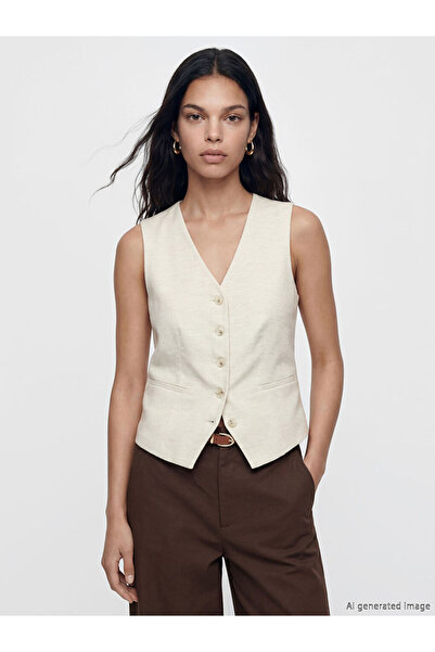 LC Waikiki Esvab • Modern & Distinctive V Planting Linen Blend Women's Classi...