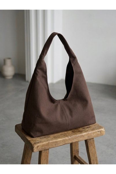LUNAFEL Bitter Brown Fabric Tote Bag - Large Size - Waterproof Fabric - Women's Hand and Shoulder Bag
