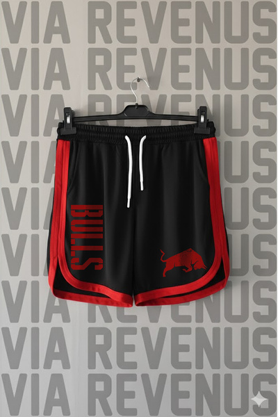 Vordevia Σορτς προπόνησης για αθλήματα ρετρό τύπου Varsity με στάμπα Bulls