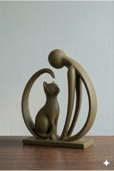 AKT Kedi Aşkı Figürlü Biblo Obje(20 cm) - Kedi Sevenlere Hediyelik Dekor Bibl...