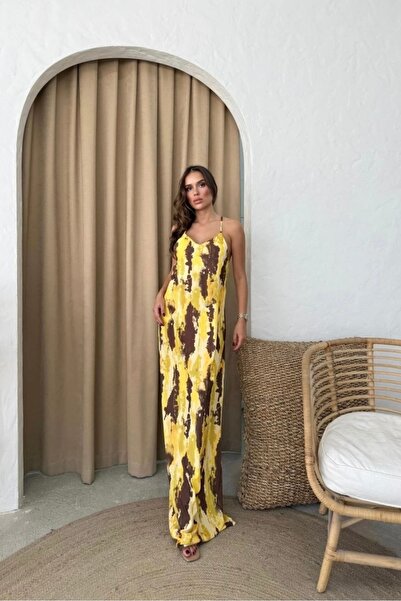 Auroveen Υφαντό φόρεμα με λαιμόκοψη V και τιράντες σε μάξι μήκος AV1528